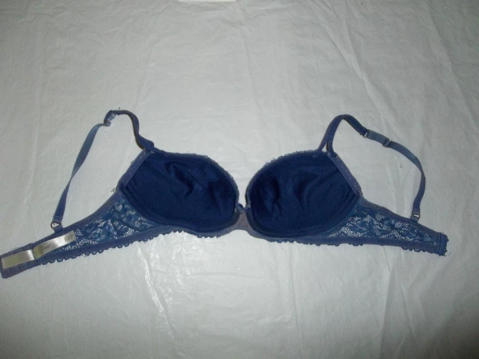 Бюстгальтер Gilligan & Omalley 36C на косточках синий металлик золото балконет пуш-ап - Изображение 2 из 4