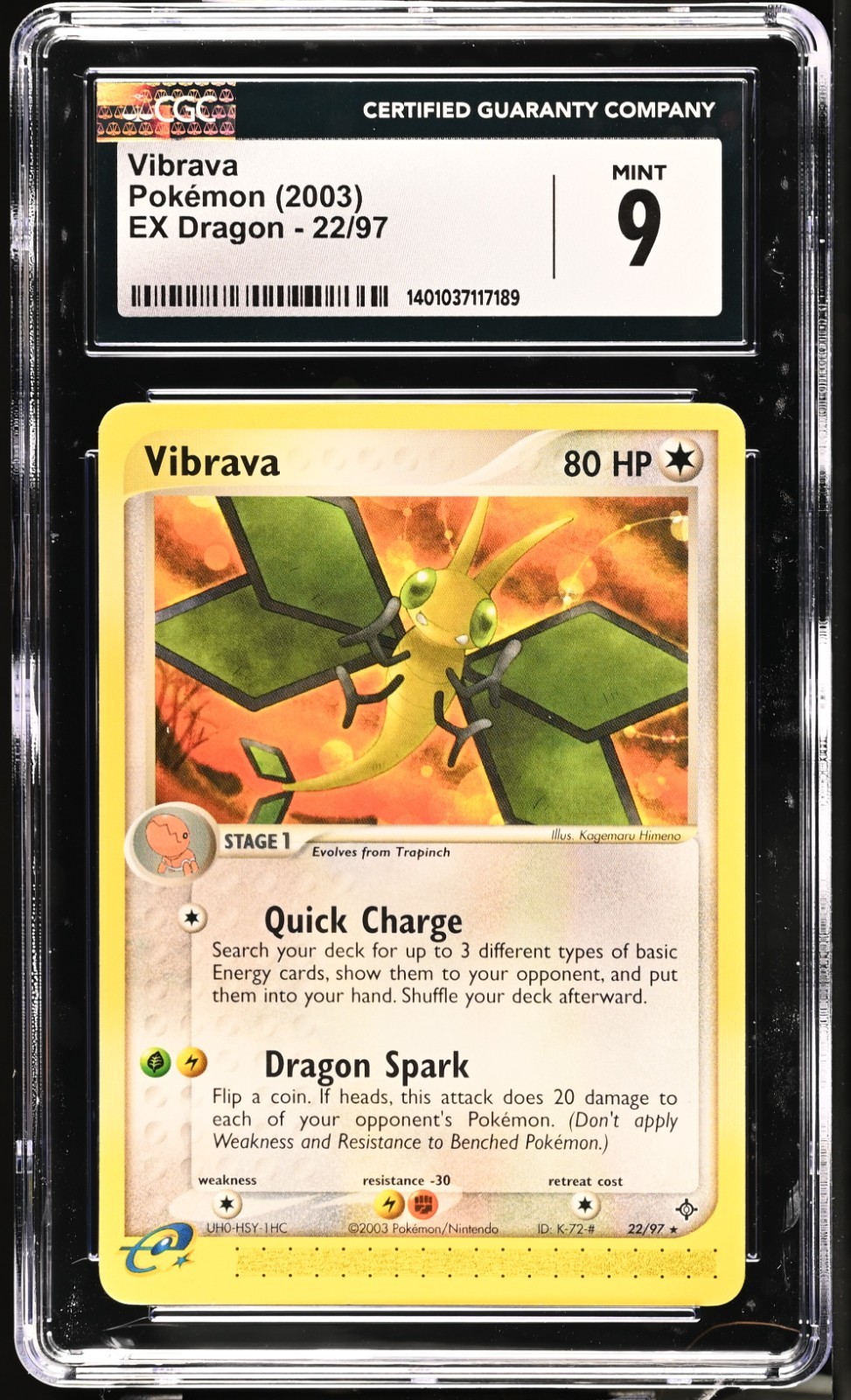 CGC 9 Vibrava 22/97 EX Dragon 2003 Pokemon Card