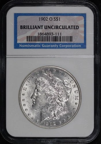 1902-O Morgan Dollar NGC Brilliant Uncirculated American Flag Label