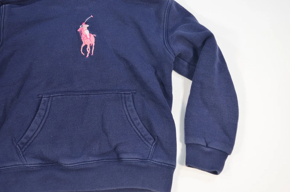 Niños Niñas Polo Ralph Lauren Rosa Pony Azul Marino Sudadera con Capucha Sudadera Talla 6 Foto 4 de 4