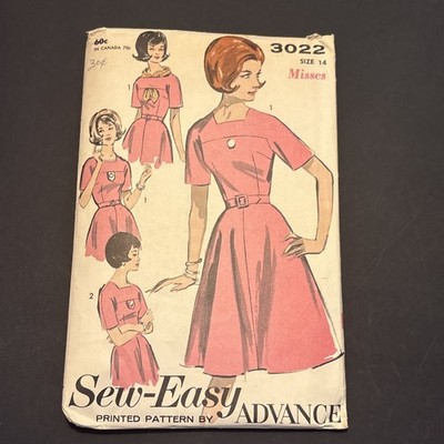 easy retro dress pattern Advance Sew-Easy 3156 Vintage 1950s Shirtwaist Dress Pattern Uncut