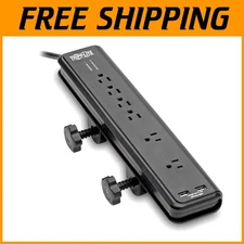 6 Outlet Surge Protector Power Strip 6ft Cord Dual USB Black