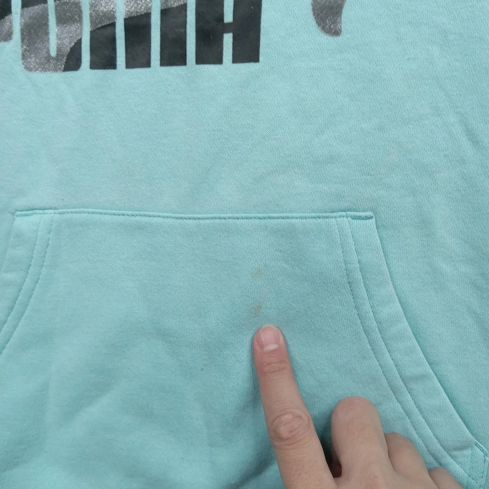 Sudadera Puma Juvenil Mediana 10-12 Verde Azulado Sudadera con Capucha Polar Logo Pullover Niños Suéter Foto 2 de 4