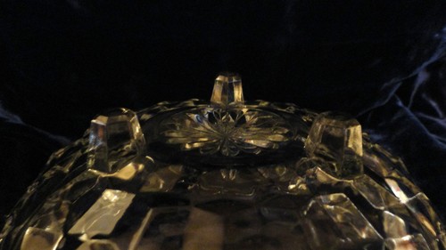 Plato vintage de caramelo/tuercas cubo de jeanette de vidrio transparente - Imagen 4 de 4