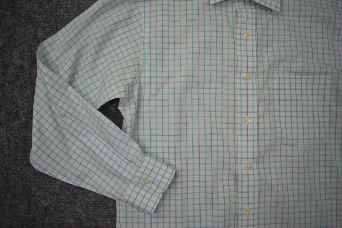 Brooks Brothers Shirt 15 1/2 33 Slim Green Blue Check Button Up