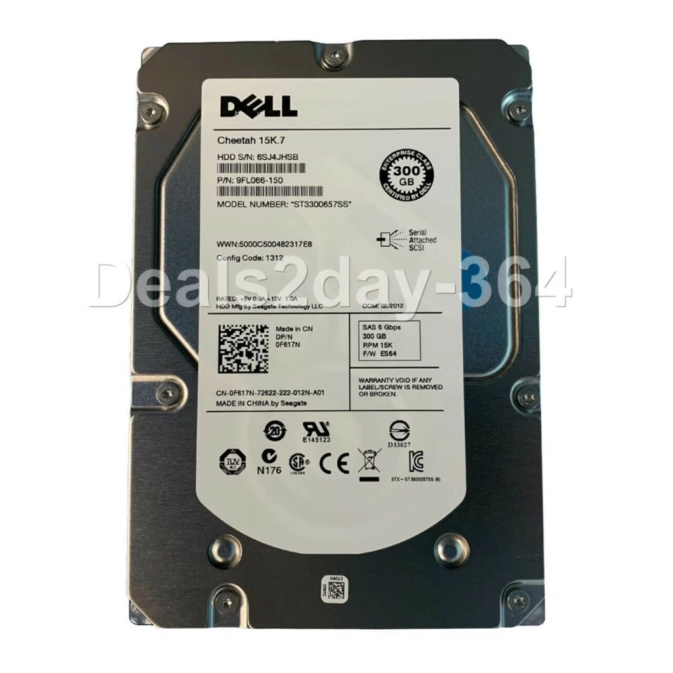 Dell F617N 15K.7 300GB 15K 3.5" ST3300657SS SAS Hard Drive With Caddy - Image 3 of 3