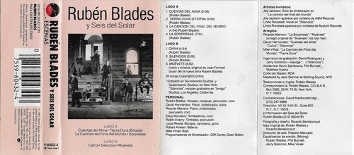 Rubén Blades Y Seis Del Solar Escenas CASSETTE ALBUM World Latin Salsa - Picture 11 of 12