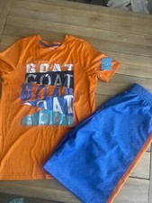 Pro Player TShirt and Shorts Set Goat - Size 14 Orange And Blue Set