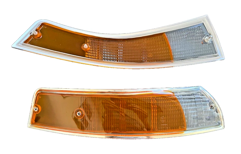 Par de lentes de luz de giro delantera Porsche 911 912 69-73 euros - moldura plateada Foto 4 de 4