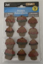 Cupcake 3D Stickers 12ea Scrapbooking Journaling Cardmaking Arts and Crafts Jot
