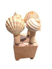 Harry & David Sea Shell Cheese Butter Knife Spreader Set of 4 With Wood Block