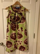 Simply Vera Wang Green Purple Floral Watercolor Shift Dress Size 4