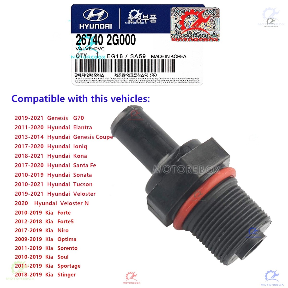✓Genuine✓ VALVE PcV Purge Solenoid 267402G000 Select 2008-22