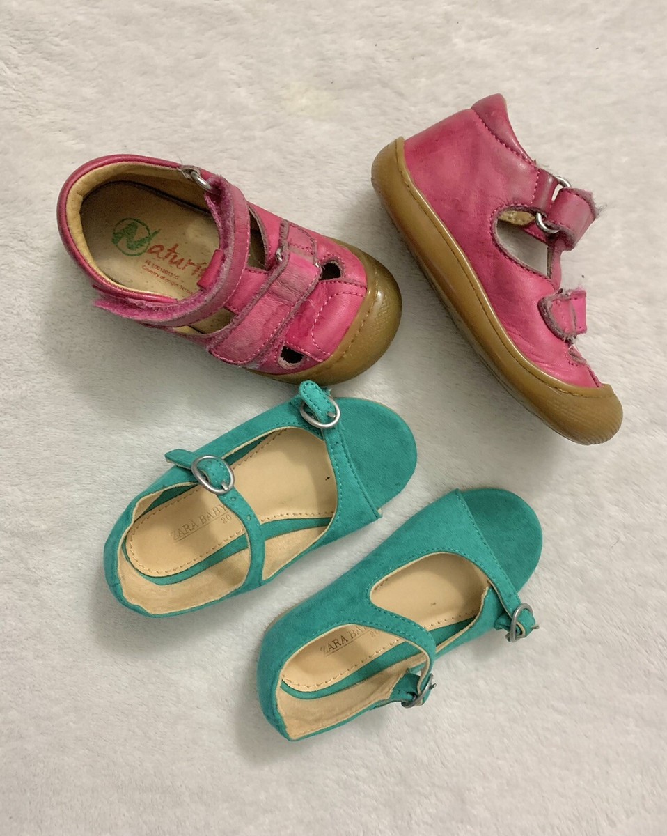 Lot of Baby Girl Cute Leather Shoes Size (20) Zara baby Naturino