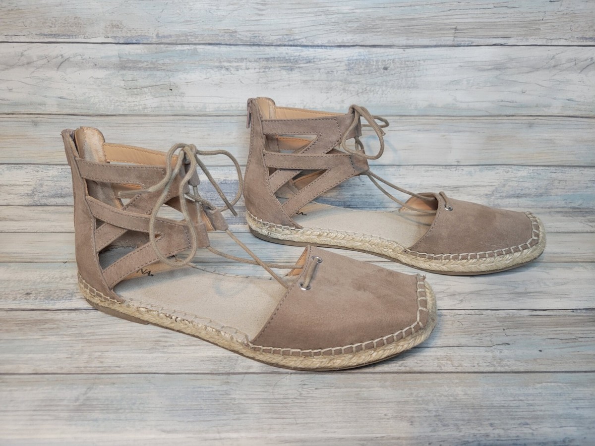 Merona Women's Size 10 Beige Sandals Lace-Up Closed Toe Espadrille