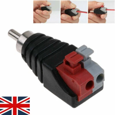 Speaker Wire A/V Cable to Audio Male RCA Connector for Adapter Jack Press Plug.. - Image 1 of 4