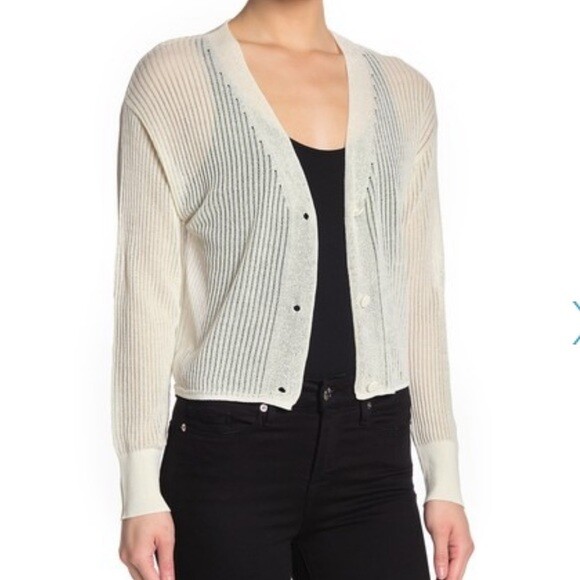 Max Studio Sheer Button Front Cardigan 