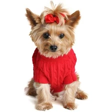 NEW Combed Cotton Cable Knit Dog Sweater Fiery Red Classic Warm Pullover Rescue