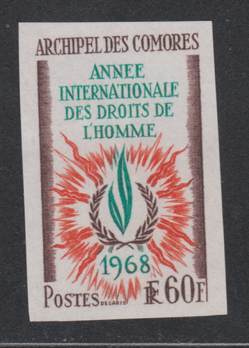 COLONIES FRANCAISE COMORES ARCHIPEL YT 49 NON DENTELE N** MNH DROITS HOMME 1968 - Picture 1 of 2