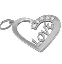 Solid 925 Silver Necklace Pendant - Love whit Gemstones+Gift Bag