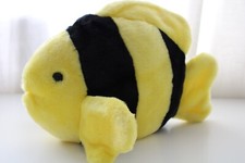 TY Beanie Buddies Bubbles gelber & schwarzer Fisch 1998 weiches Pl&uuml;schtier 10 Zoll