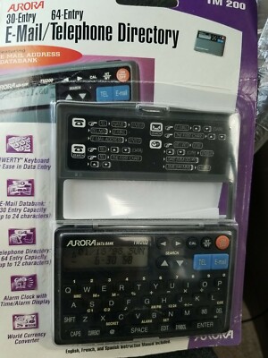 E-Mail/Telephone Directory w Alarm Clock, Time & Alarm Display, World Currency