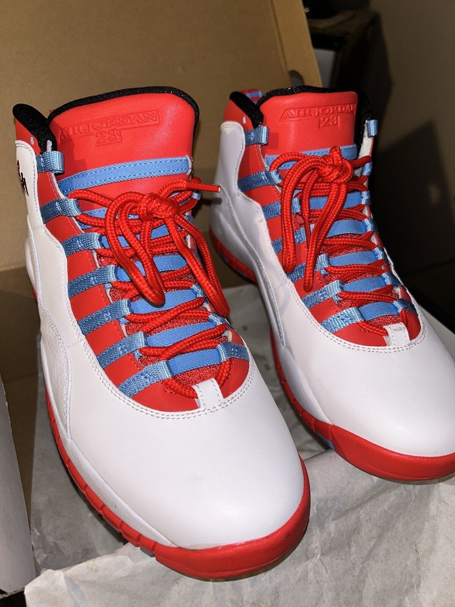 Air Jordan Retro 10 WHITE/LT CRMSN-UNVRSTY BL-BLK BLANC/BLEU