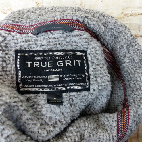 True Grit Shag Sherpa Fleece Sweater Mens M Gray Melange Snap Button Gorpcore - Picture 9 of 12