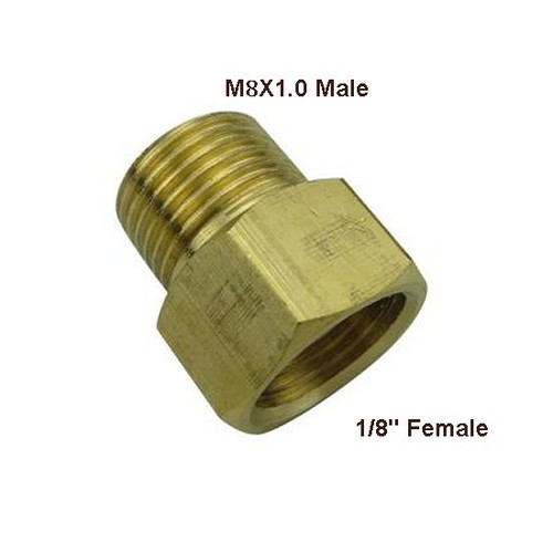 Pipe Fitting 1/8" NPT Female to Metric M8 M8X1 M8X1.0 Male Brass
