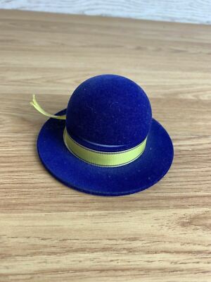 Vintage blau Filz Hut Ring Box Hochzeit Verlobung Antrag Schmuck Aufbewahrung