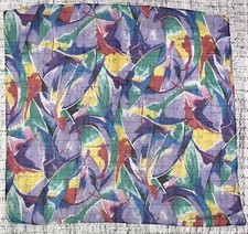 Vintage Scarf Chiffon Multicolor Floral Print