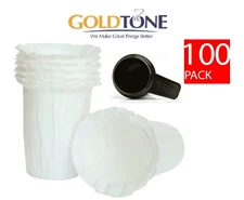(100) GoldTone Paper Filters for All Keurig Carafe Coffee Makers + Scoop