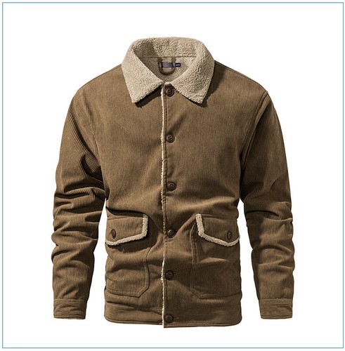 Men's Jacket Lambswool Top Coat Padded Thickened Plus Size Corduroy Gifts NEW - Picture 15 of 22