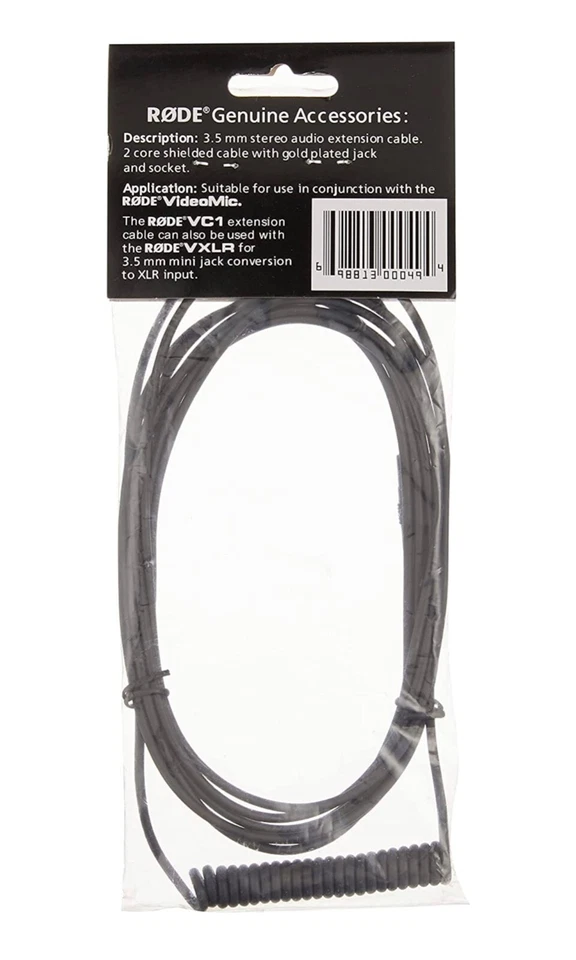 RoDE 麦克风 VC1 迷你插孔/3.5 毫米立体声延长线 10 英尺数码单反相机 — 第 2/2 张图片