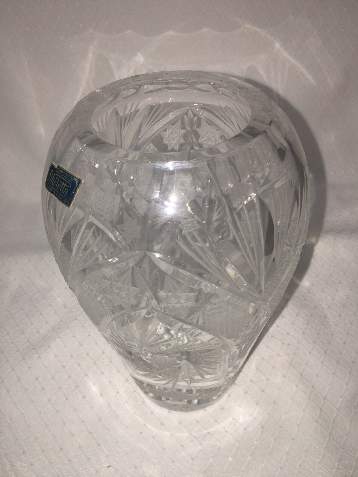 Vintage Violetta Glass Vase Handcut 24 Lead Crystal Made in Poland