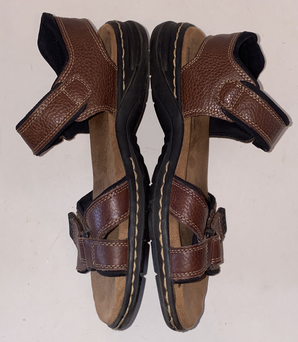 Men's DR. SCHOLLS Brown Leather Sandals Size 9M Memor… Gem