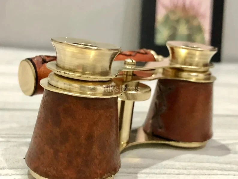 Brass Opera Glasses Red Leather Handle and brass Fittings Binocular Gift - Image 4 of 4