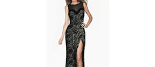 Zumeet Sexy Black Lace Split Maxi Party Prom Night Out Dress size M
