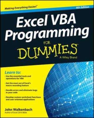Excel VBA Programming For Dummies - Paperback By Walkenbach, John - VERY GOOD