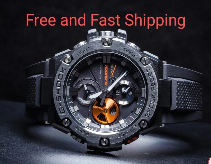 CASIO G-SHOCK G-STEEL GST-B100B-1A4DR Black Orange Free Int'l