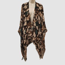 Vince Camuto Women Brown Black Fringe Wrap Shawl