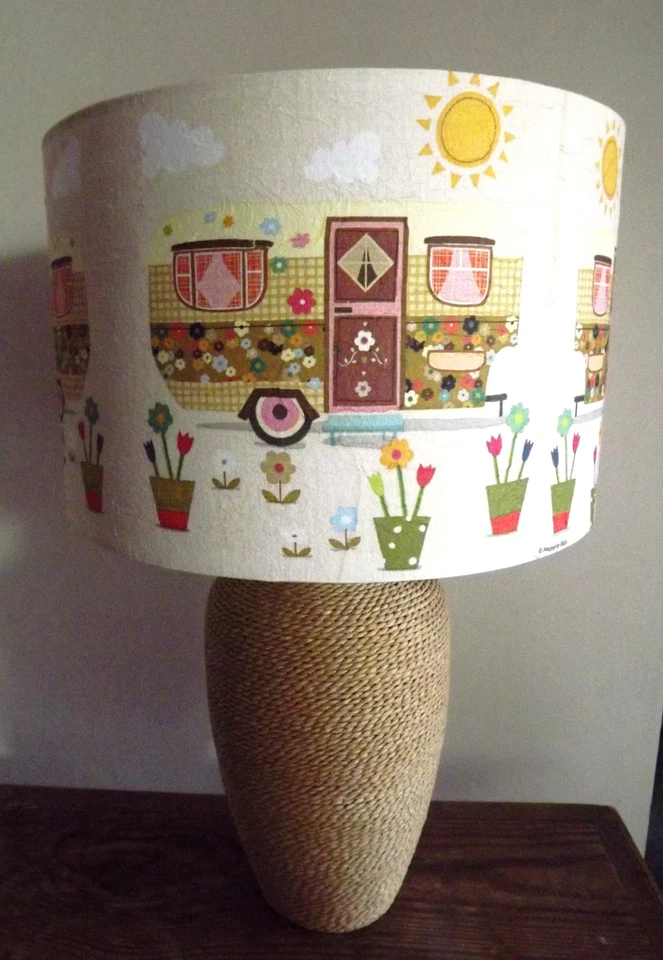 Retro Lampenschirm Shabby Chic Wohnwagen Hippie Festival Blumen Vintage Kostenloses Geschenk - Bild 3 von 4