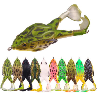5pcs 3D Eyes Double Propeller Thunder Frog Soft Bait Topwater 90mm 8.4/16.6g 