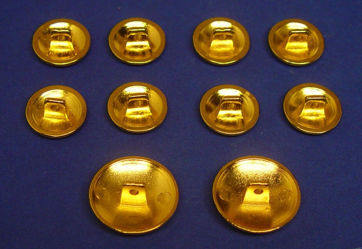 LANDS END REPLACEMENT BUTTONS 10 GOLD TONE SOLID METAL BUTTONS GOOD USED COND.