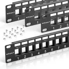 24 Port Blank Keystone Patch Panel with Snap-in Design 24 Port, Black