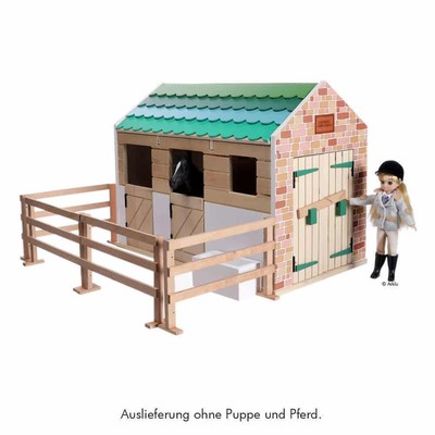 Lottie Puppen Reiterhof Pferdestall aus Holz Spielpuppen und Zubehör