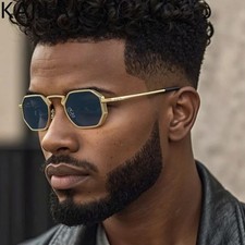 Steampunk Hexagon Sunglasses Men Vintage Punk Polygon Metal UV400 Shades