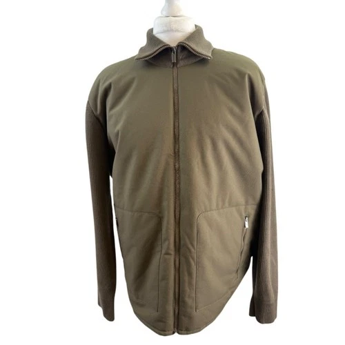Massimo Dutti Knitted Jacket XXL Olive Green Full Zip Cotton
