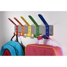 METAL RAINBOW 5 HOOK Coat Rail Childs Kids Nursery School Coat Rack Hanger
