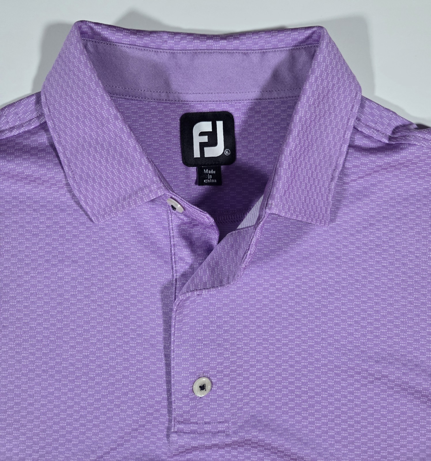 Polo Shirt Mens Xl Purple Geometric Print Prodry Stretch